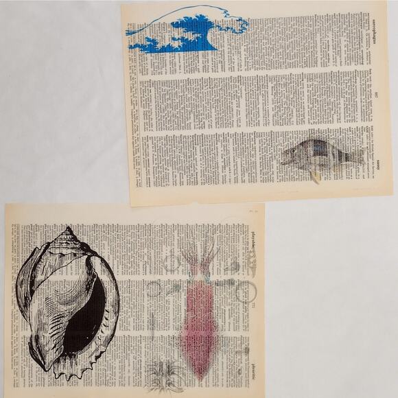 Sea Animal Dictionary Prints, Colorful Ocean Prints, Book Page Prints - Picture 5 of 6